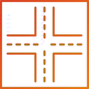 Four Way Intersection Icon Style vector