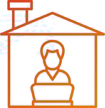 Man Working at Home Icon Style vector