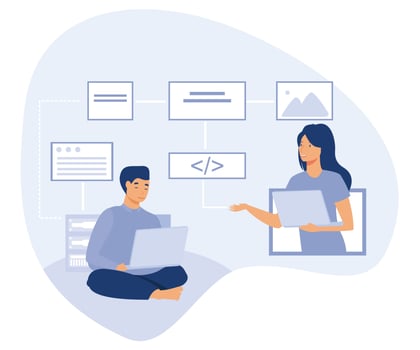 IT education concept, web development tutorials, online IT training, flat vector modern illustration