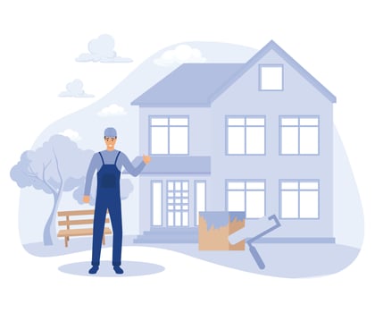 Private and commercial property market concept, house renovation, property value, flat vector modern illustration