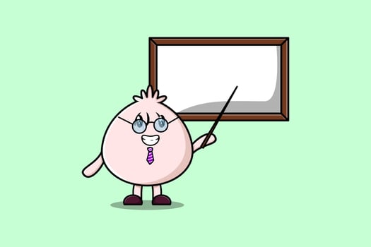 Cute cartoon Dim sum teaching with whiteboard vector