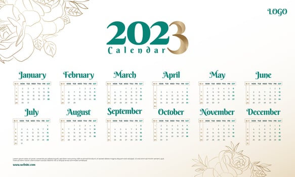 Beautiful Floral Background 2023 Calender vector
