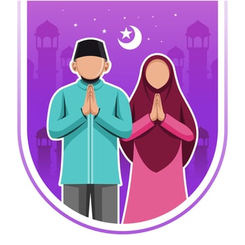 Couple celebrating eid mubarak illustration vector