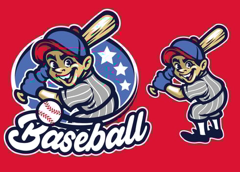 kid as a baseball batter vector