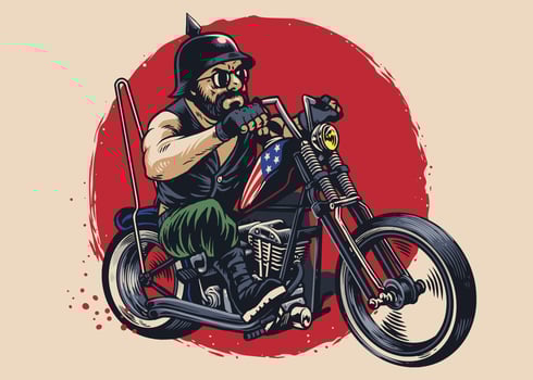 man riding a chopper motorcycle vector