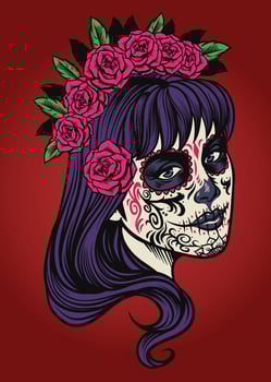 beautiful woman wearing sugar skull make up vector