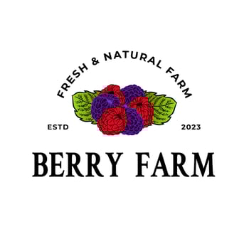 Raspberries food logo template. Hand drawn illustrations for for restaurant, bar, vegan, healthy and organic food, market, farmers market, cooking school, food truck, delivery service. vector