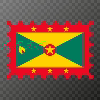 Postage stamp with Grenada flag. Vector illustration.