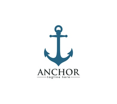 Simple sea anchor logo or icon vector illustration on white background.