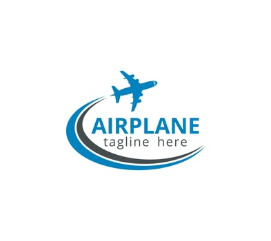 Airplane or travel logo design on white background, Vector illustration.