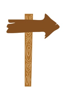 Wooden sign board illustration. Cartoon wooden pointers. Wood pointer stick, arrows sign. Ui game board, road plank or direction signpost. Isolated blank panel recent vector set
