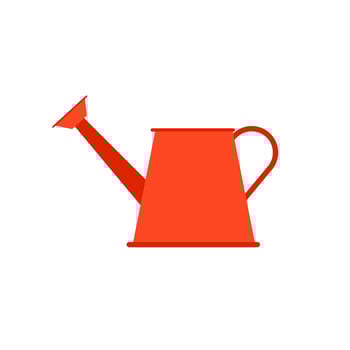 watering can flat design vector illustration. seasonal garden equipment tool. Vintage spring summer fall cartoon cute icon. Traditional retro flat sign