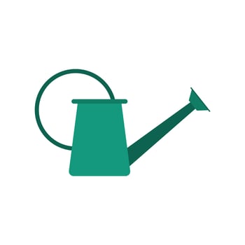watering can flat design vector illustration. seasonal garden equipment tool. Vintage spring summer fall cartoon cute icon. Traditional retro flat sign