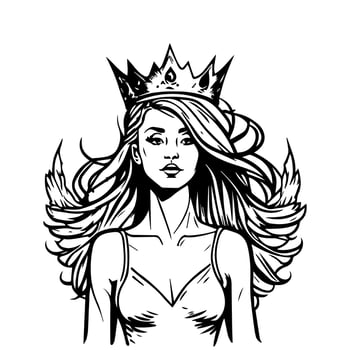 A stylish Chicano girl in black and white, rendered in intricate Hand drawn line art illustration vector