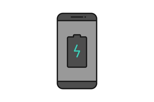 Smartphone battery notification vector icon sign symbol, smartphone and battery charge
