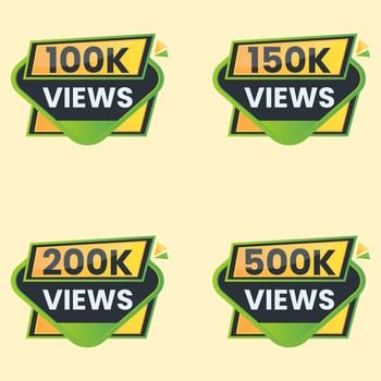 100k 150k 200k 500k views label set vector