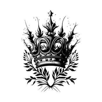 A beautiful crown in black and white line art, Hand drawn illustration, fit for a king or queen vector
