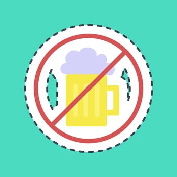 Sticker line cut no alcohol, forbidden drink. Islamic elements of Ramadhan, Eid Al Fitr, Eid Al Adha. Good for prints, posters, logo, decoration, greeting card, etc. vector