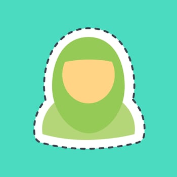Sticker line cut moslem woman. Islamic elements of Ramadhan, Eid Al Fitr, Eid Al Adha. Good for prints, posters, logo, decoration, greeting card, etc. vector