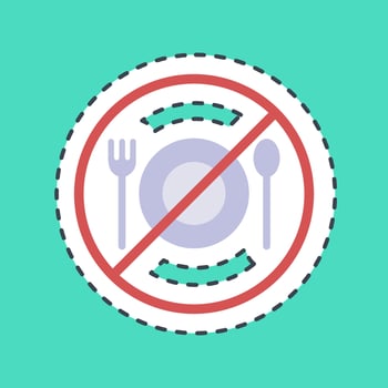 Sticker line cut fasting. Islamic elements of Ramadhan, Eid Al Fitr, Eid Al Adha. Good for prints, posters, logo, decoration, greeting card, etc. vector