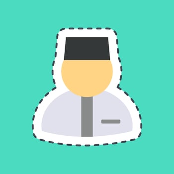 Sticker line cut moslem man. Islamic elements of Ramadhan, Eid Al Fitr, Eid Al Adha. Good for prints, posters, logo, decoration, greeting card, etc. vector