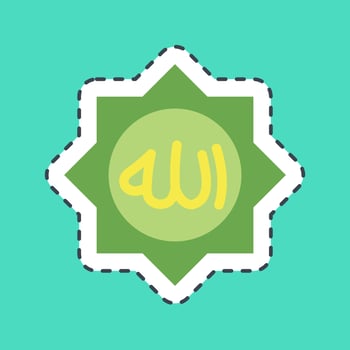Sticker line cut Allah word. Islamic elements of Ramadhan, Eid Al Fitr, Eid Al Adha. Good for prints, posters, logo, decoration, greeting card, etc. vector