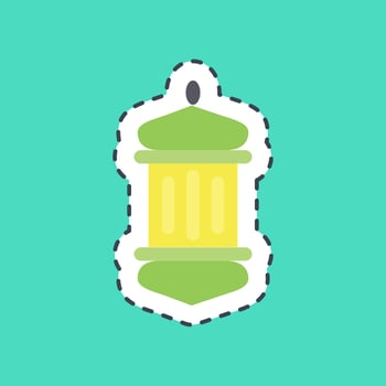 Sticker line cut islamic lantern. Islamic elements of Ramadhan, Eid Al Fitr, Eid Al Adha. Good for prints, posters, logo, decoration, greeting card, etc. vector