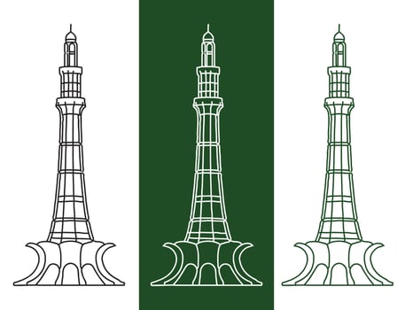 23rd of march Pakistan Day Celebration vector illustration - Vector  Tower of Pakistan monument silhouette set