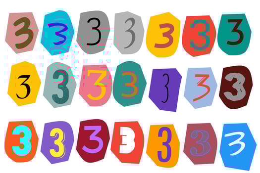 Number 3 - vector cut newspaper and magazine letters, paper style ransom note letter