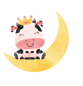 cute happy smile baby pink cow farm animal nursery baby shower watercolour illustration png
