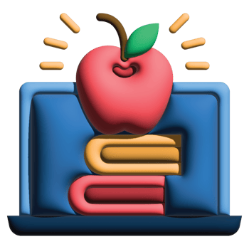 3D illustration apple in online learning set png