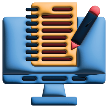 3D illustration notes in online learning set png
