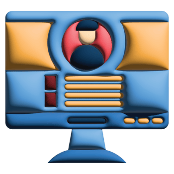 3D illustration profile in online learning set png
