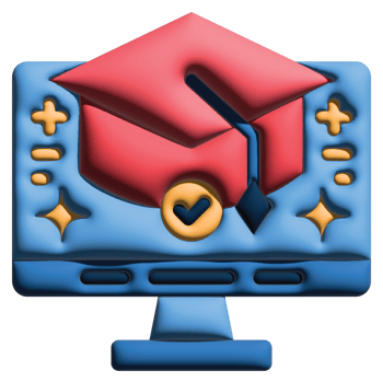 3D illustration graduation in online learning set png