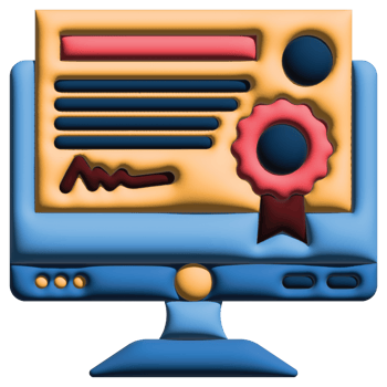 3D illustration certificate in online learning set png