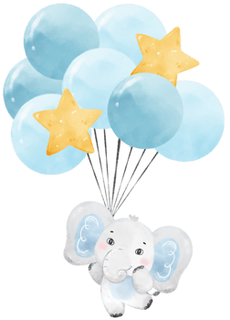cute baby Elephant wild life animal dream blue baby shower nursery art watercolour illustration png