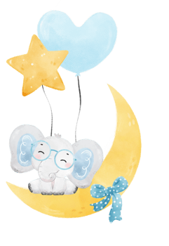 cute baby Elephant wild life animal dream blue baby shower nursery art watercolour illustration png