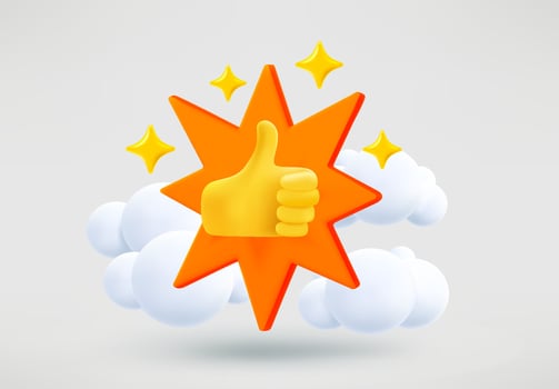 Thumbs up concept. 3d vector illustration