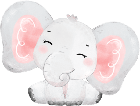 cute baby Elephant wildlife animal dream pink girl baby shower nursery art watercolour illustration png