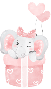 cute baby Elephant wildlife animal dream pink girl baby shower nursery art watercolour illustration png