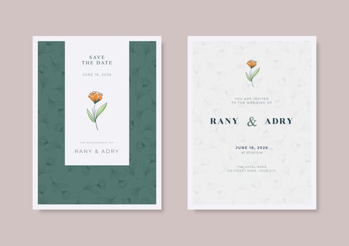 Simple beautiful wedding card with flower pattern vector