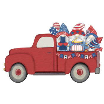 Group of three cute Gnomes with Truck independence day Digital painting watercolor png