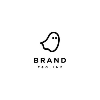 Simple Cute Flying Ghost Logo Design. Cute Little Ghost Icons Flying Looking For People. vector