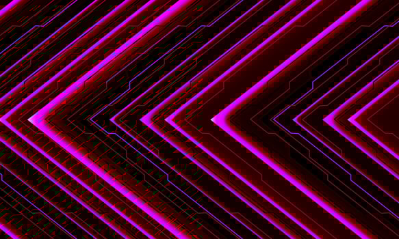 Abstract red circuit light cyber arrow direction geometric pattern design modern technology futuristic background vector