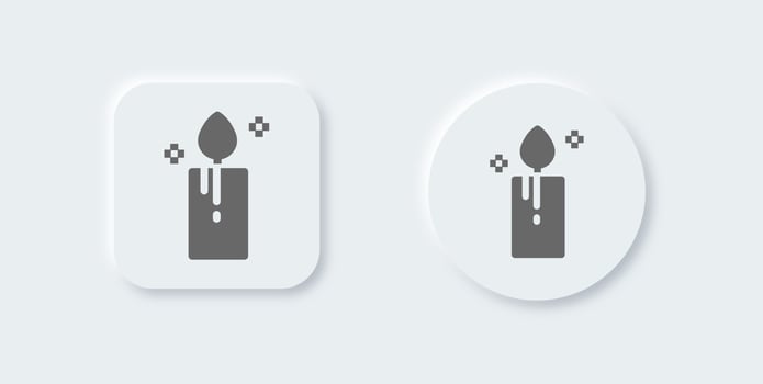 Candle solid icon in neomorphic design style. Candlelight signs vector illustration.
