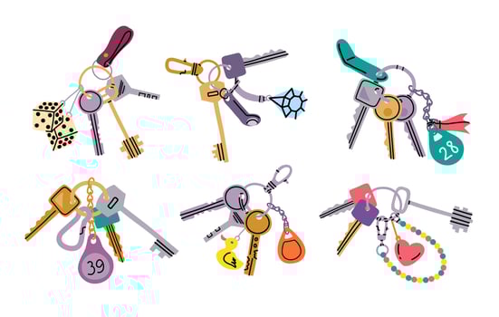 Cartoon Color Different Keys Set. Vector