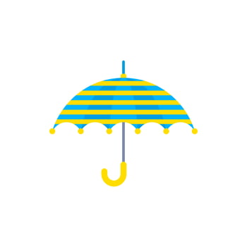 Cartoon Color Striped Kid Umbrella. Vector