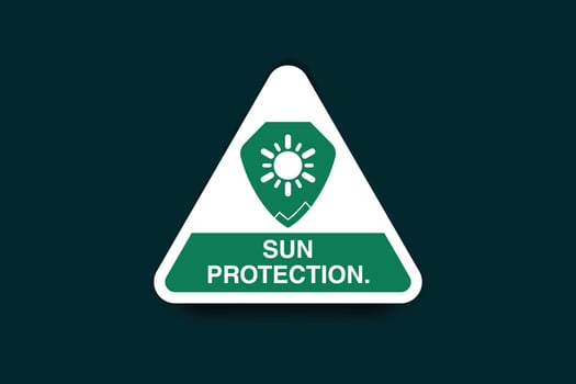 Sun protection icon and green color design vector