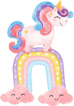 cute fancy magical purple baby unicorn children cartoon kid watercolour hand painting illustration png