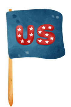 cute 4th of July independence day United flag cartoon watercolour illustration png